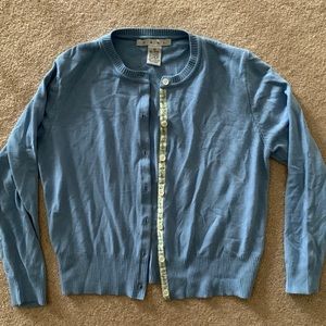 light cardigan/sweater with flower pattern on the buttons! made by CAbi, size XS